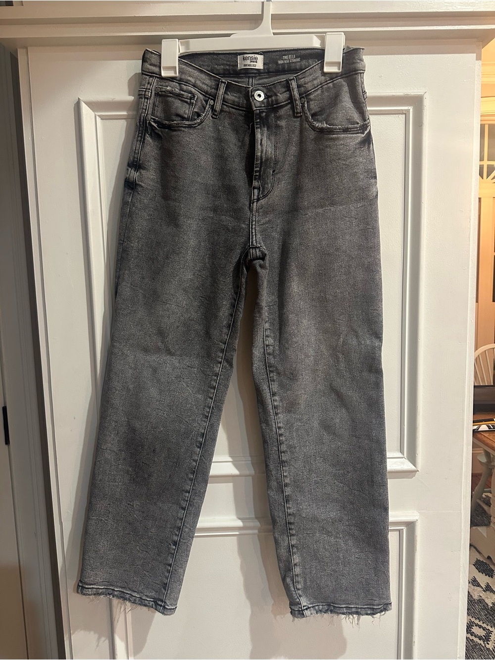 Women’s Grey Washed Straight-Leg Jeans